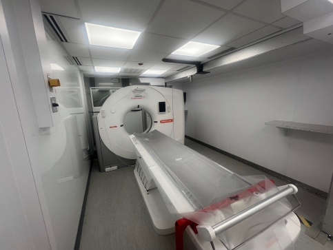 A CT scanner inside a van
