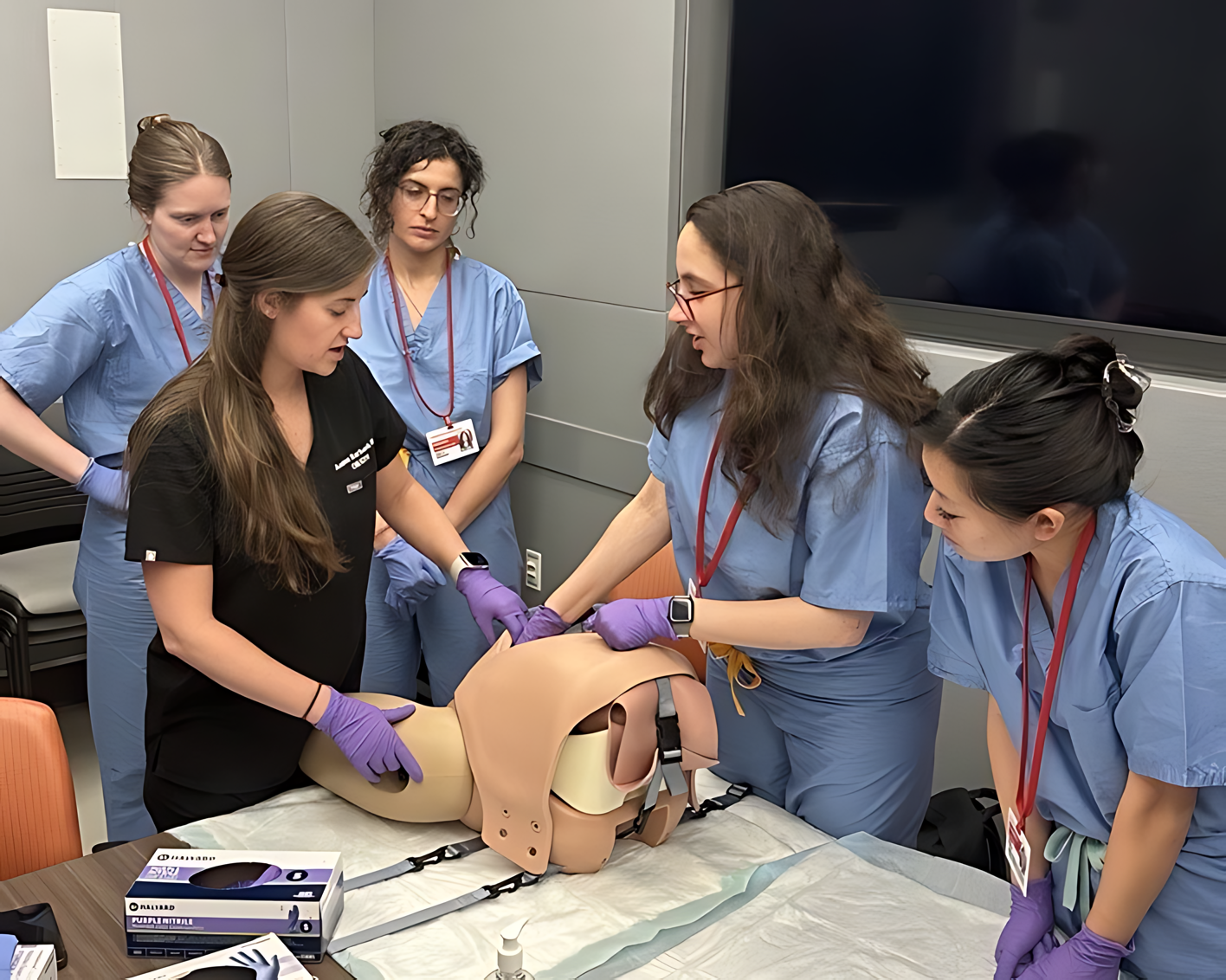 Weill Cornell Medicine students during lab simulation